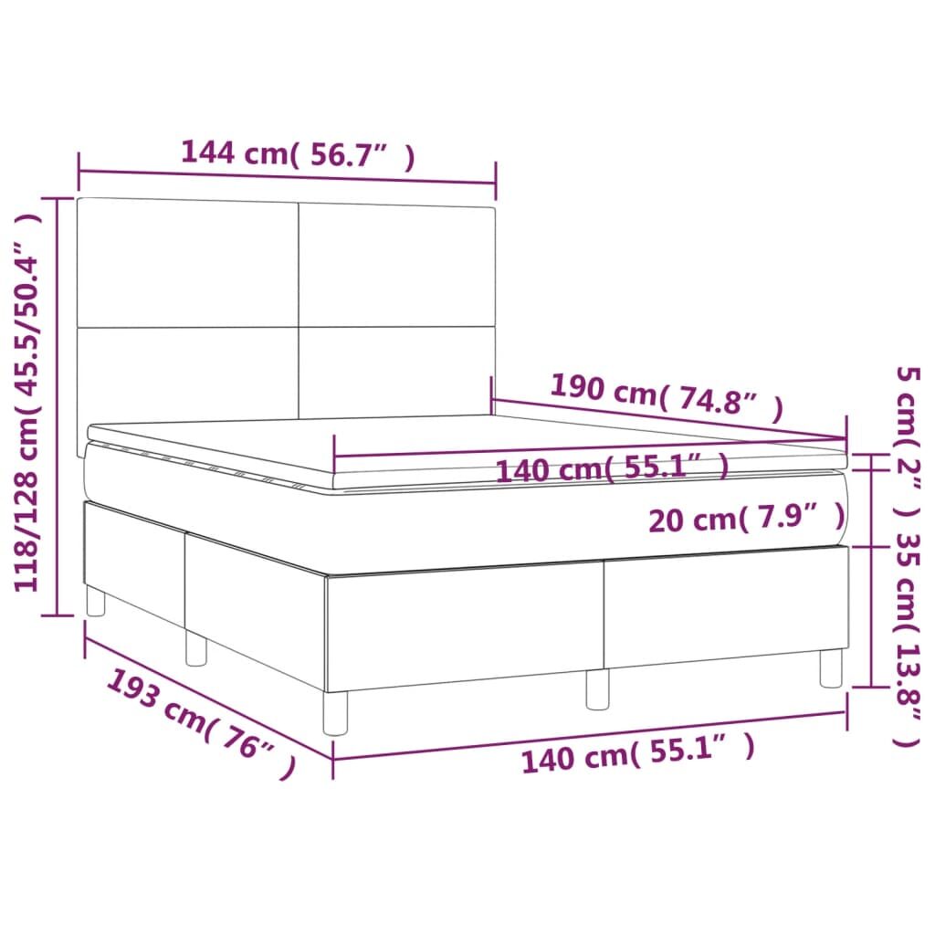 Κρεβάτι Boxspring με Στρώμα & LED Κρεμ 140x190 εκ. Συνθ. Δέρμα