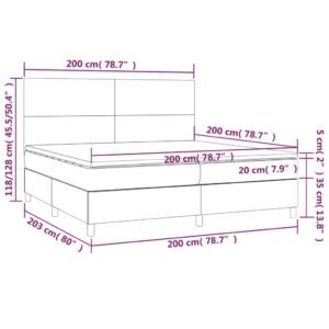 Κρεβάτι Boxspring με Στρώμα & LED Καφέ 200x200 εκ. Συνθ. Δέρμα