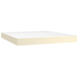 Κρεβάτι Boxspring με Στρώμα & LED Κρεμ 160x200 εκ. Συνθ. Δέρμα