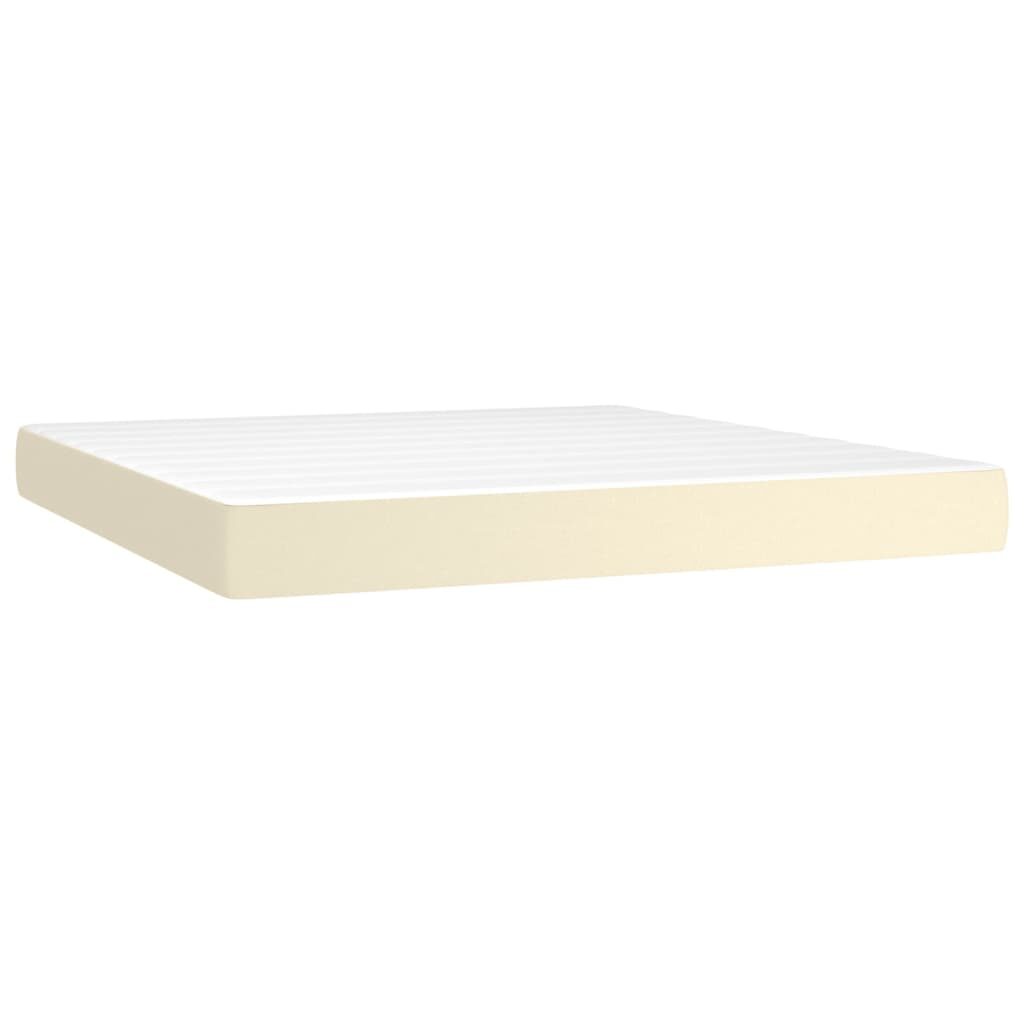 Κρεβάτι Boxspring με Στρώμα & LED Κρεμ 180x200 εκ. Συνθ. Δέρμα