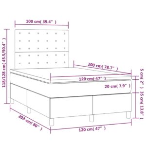 Κρεβάτι Boxspring με Στρώμα & LED Κρεμ 120x200 εκ. Συνθ. Δέρμα