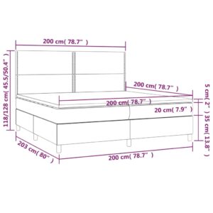 Κρεβάτι Boxspring με Στρώμα & LED Σκ. Γκρι 200x200εκ. Βελούδινο