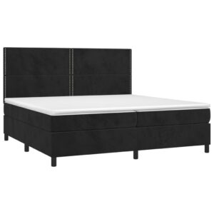 Κρεβάτι Boxspring με Στρώμα & LED Μαύρο 200x200 εκ. Βελούδινο