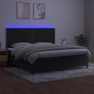 Κρεβάτι Boxspring με Στρώμα & LED Μαύρο 200x200 εκ. Βελούδινο