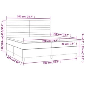 Κρεβάτι Boxspring με Στρώμα & LED Σκ. Μπλε 200x200εκ. Βελούδινο