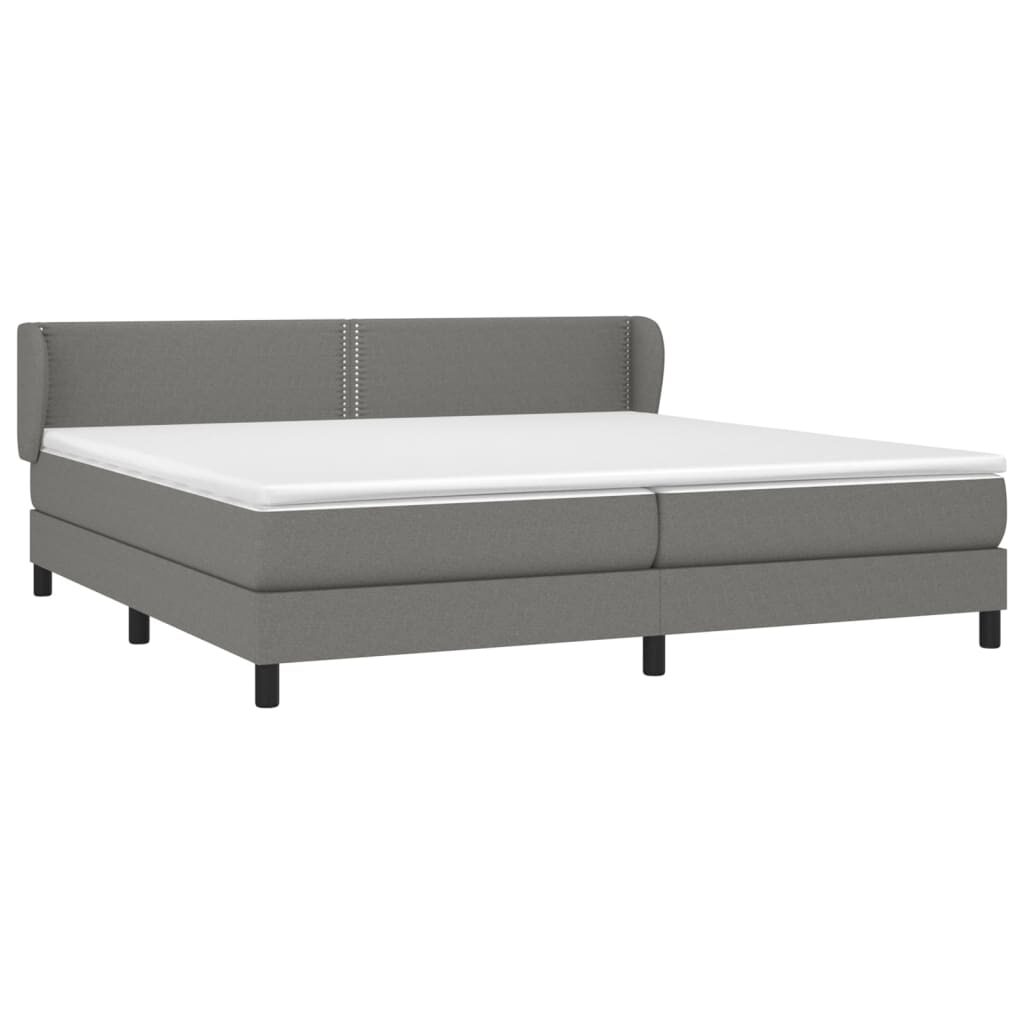 Κρεβάτι Boxspring με Στρώμα Σκούρο Γκρι 200x200 εκ. Υφασμάτινο