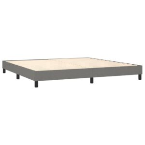 Κρεβάτι Boxspring με Στρώμα Σκούρο Γκρι 200x200 εκ. Υφασμάτινο