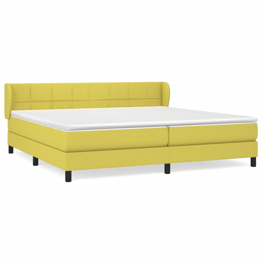 Κρεβάτι Boxspring με Στρώμα Πράσινο 200x200 εκ. Υφασμάτινο