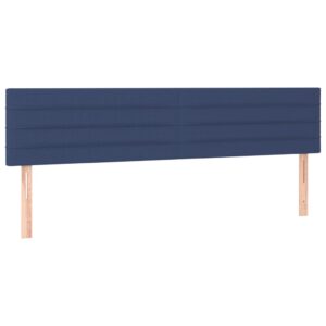 Κρεβάτι Boxspring με Στρώμα Μπλε 200x200 εκ. Υφασμάτινο