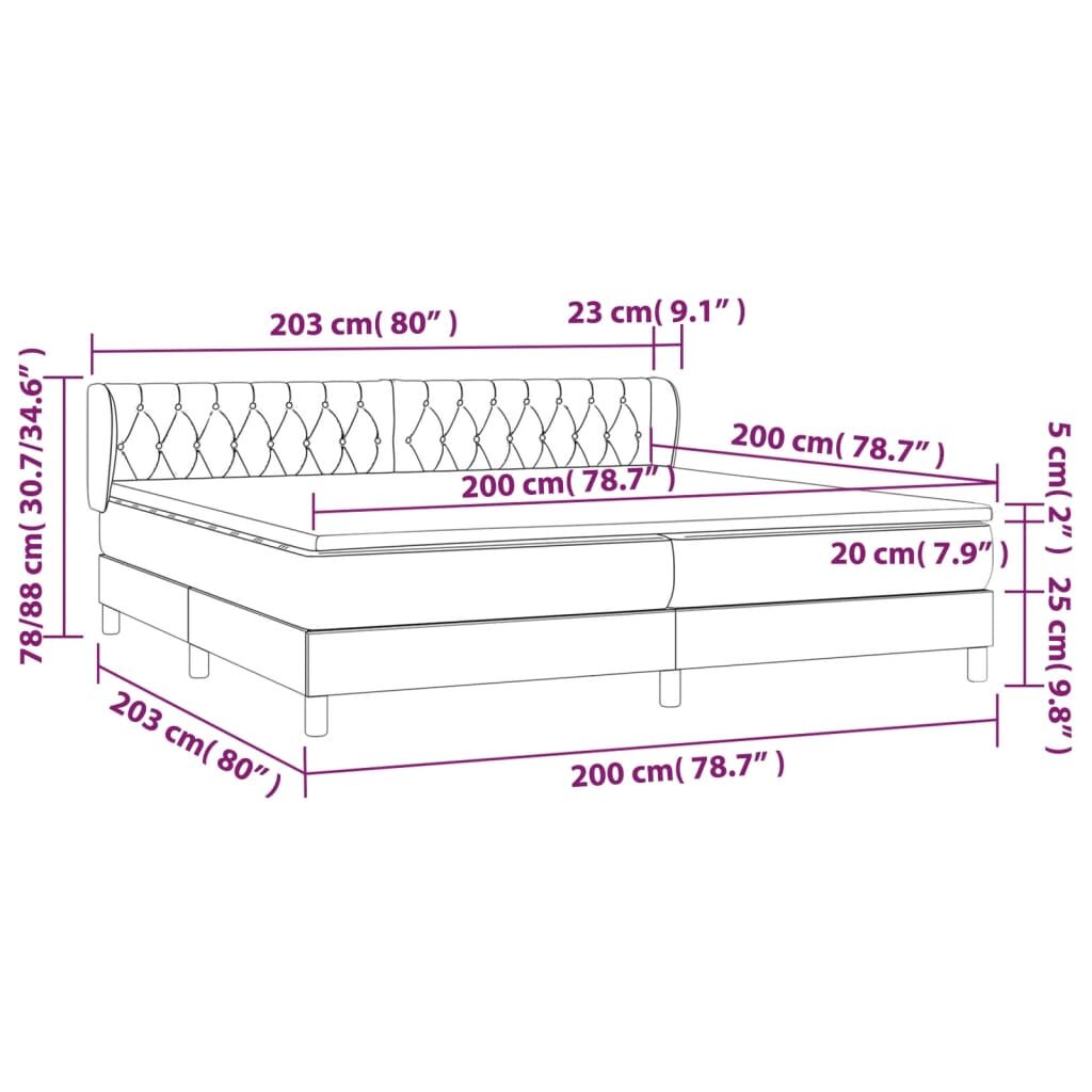 Κρεβάτι Boxspring με Στρώμα Μπλε 200x200 εκ. Υφασμάτινο