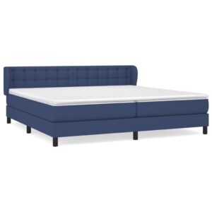 Κρεβάτι Boxspring με Στρώμα Μπλε 200x200 εκ. Υφασμάτινο