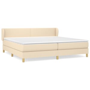 Κρεβάτι Boxspring με Στρώμα Κρεμ 200x200 εκ. Υφασμάτινο