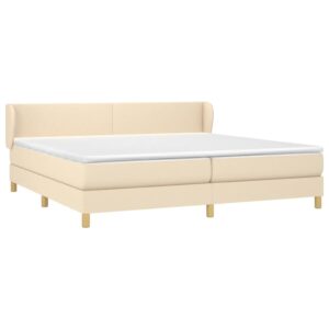 Κρεβάτι Boxspring με Στρώμα Κρεμ 200x200 εκ. Υφασμάτινο