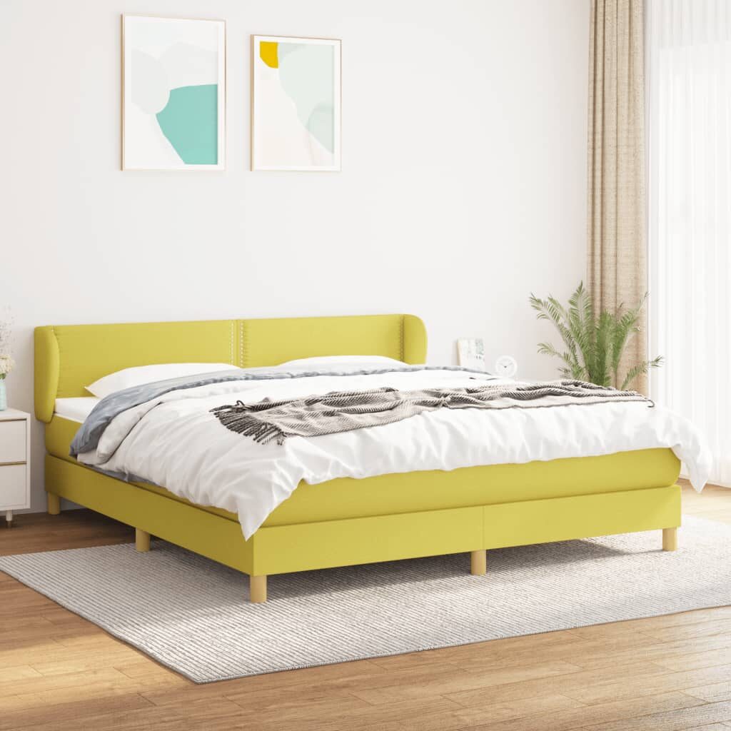 Κρεβάτι Boxspring με Στρώμα Πράσινο 160x200 εκ.Υφασμάτινο