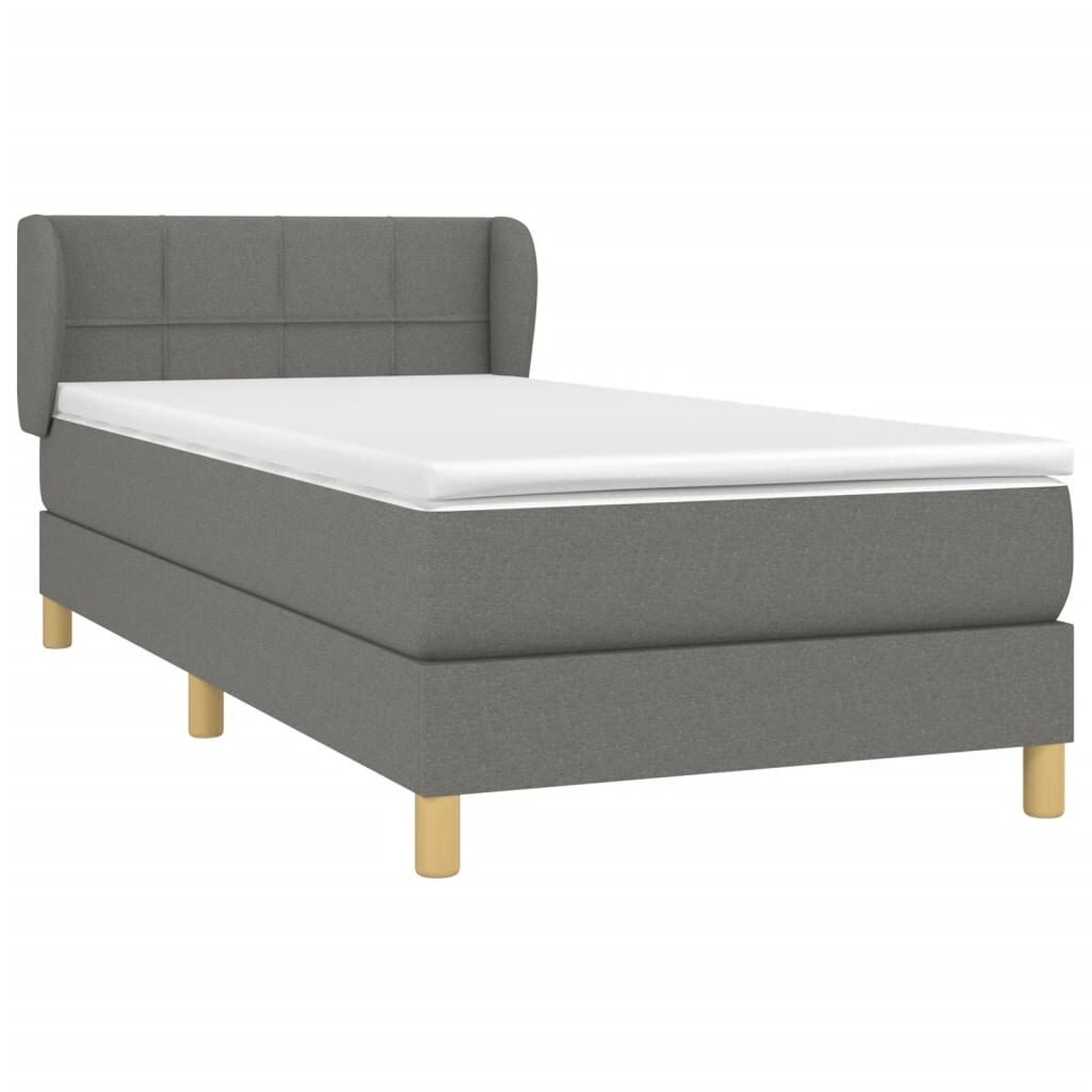 Κρεβάτι Boxspring με Στρώμα Σκούρο Γκρι 80x200 εκ. Υφασμάτινο