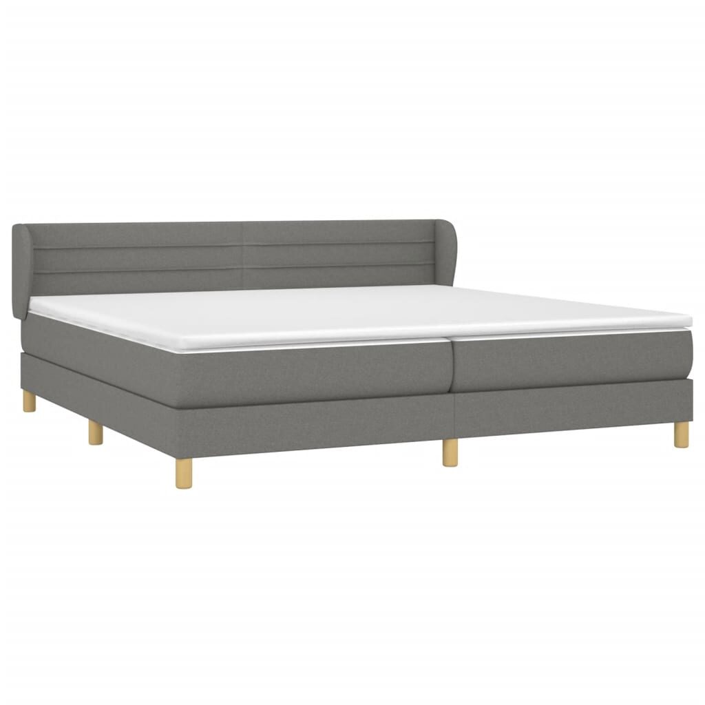 Κρεβάτι Boxspring με Στρώμα Σκούρο Γκρι 200x200 εκ. Υφασμάτινο