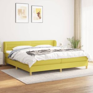 Κρεβάτι Boxspring με Στρώμα Πράσινο 200x200 εκ. Υφασμάτινο