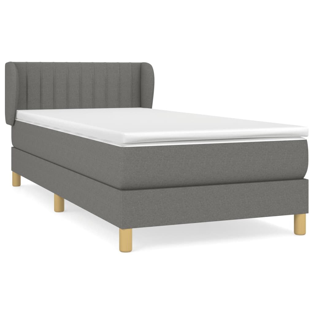 Κρεβάτι Boxspring με Στρώμα Σκούρο Γκρι 80x200 εκ. Υφασμάτινο