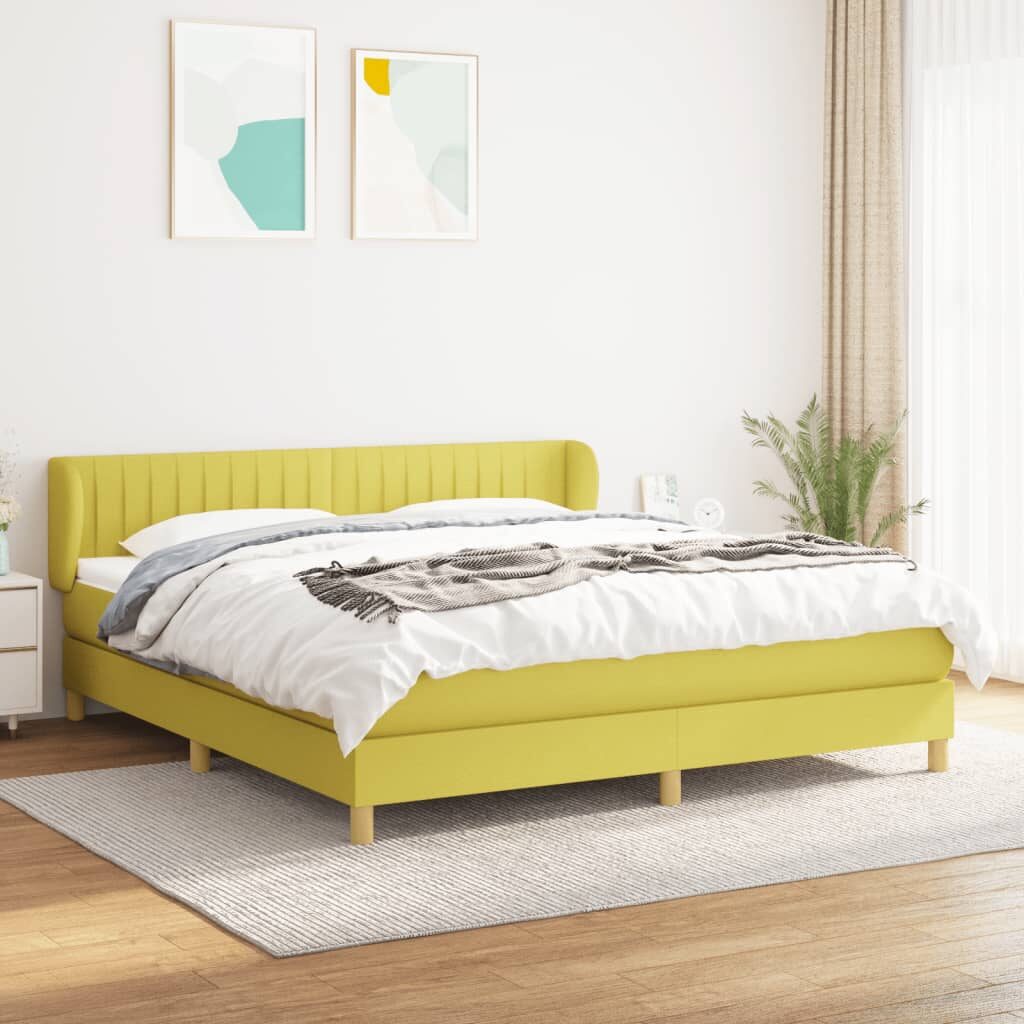 Κρεβάτι Boxspring με Στρώμα Πράσινο 160x200 εκ.Υφασμάτινο