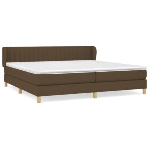 Κρεβάτι Boxspring με Στρώμα Σκούρο Καφέ 200x200 εκ. Υφασμάτινο