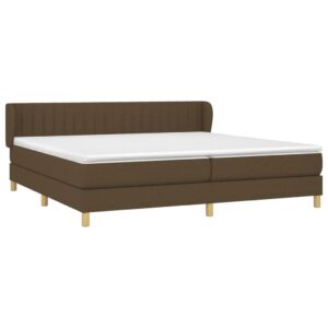 Κρεβάτι Boxspring με Στρώμα Σκούρο Καφέ 200x200 εκ. Υφασμάτινο