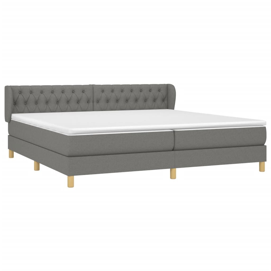 Κρεβάτι Boxspring με Στρώμα Σκούρο Γκρι 200x200 εκ. Υφασμάτινο