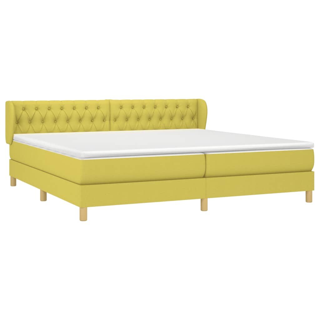 Κρεβάτι Boxspring με Στρώμα Πράσινο 200x200 εκ. Υφασμάτινο