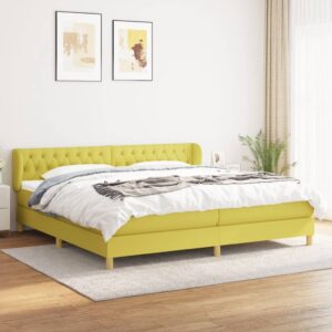 Κρεβάτι Boxspring με Στρώμα Πράσινο 200x200 εκ. Υφασμάτινο