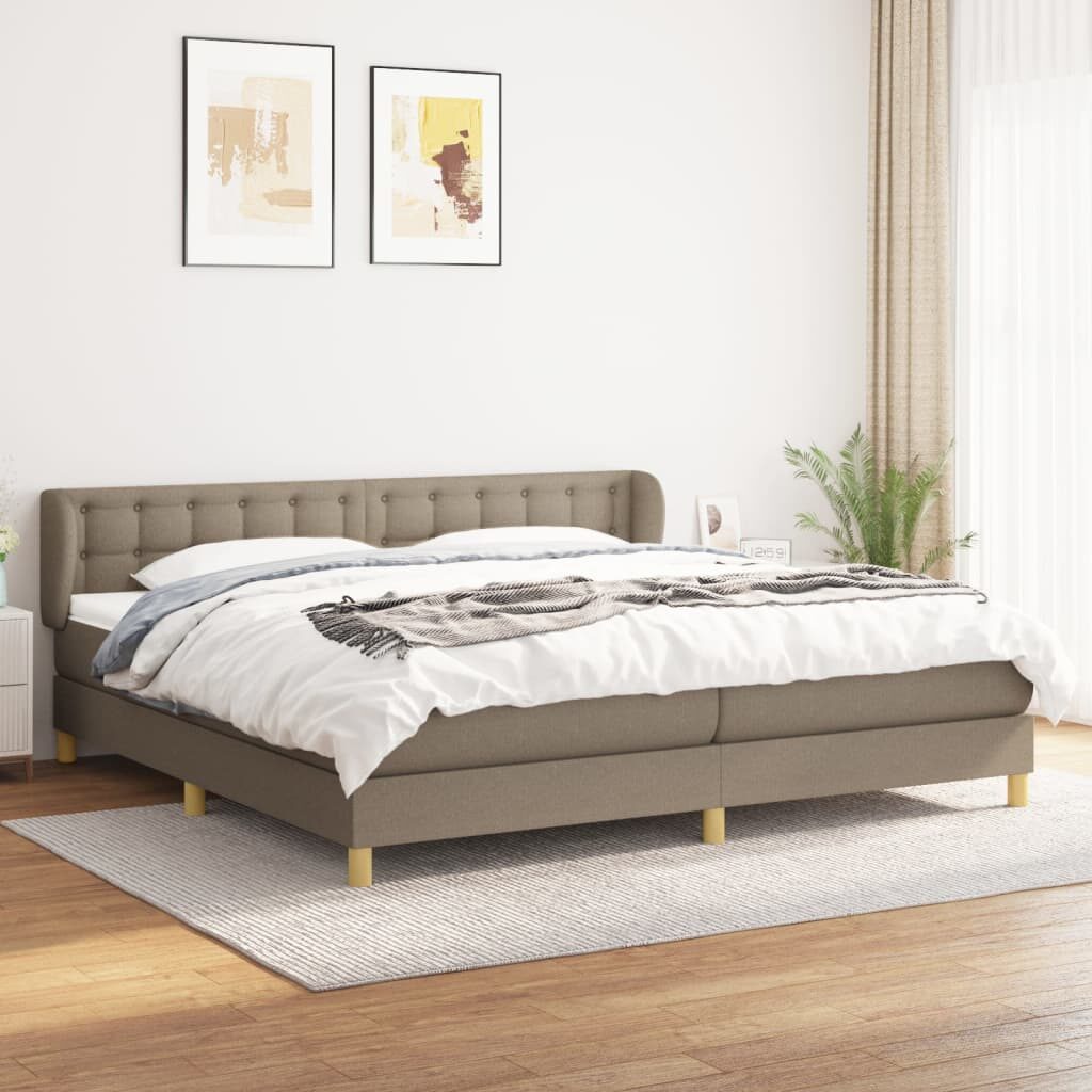 Κρεβάτι Boxspring με Στρώμα Taupe 200x200 εκ. Υφασμάτινο