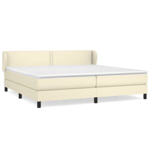 Κρεβάτι Boxspring με Στρώμα Κρεμ 200x200 εκ. Συνθετικό Δέρμα