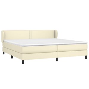 Κρεβάτι Boxspring με Στρώμα Κρεμ 200x200 εκ. Συνθετικό Δέρμα