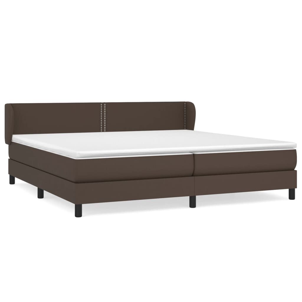 Κρεβάτι Boxspring με Στρώμα Καφέ 200x200 εκ. Συνθετικό Δέρμα