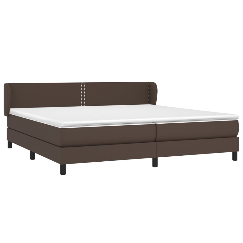 Κρεβάτι Boxspring με Στρώμα Καφέ 200x200 εκ. Συνθετικό Δέρμα