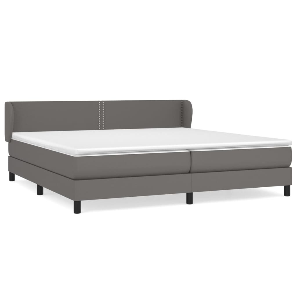 Κρεβάτι Boxspring με Στρώμα Γκρι 200x200 εκ. Συνθετικό Δέρμα