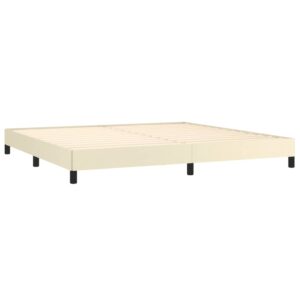 Κρεβάτι Boxspring με Στρώμα Κρεμ 200x200 εκ. Συνθετικό Δέρμα