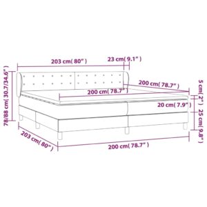 Κρεβάτι Boxspring με Στρώμα Κρεμ 200x200 εκ. Συνθετικό Δέρμα