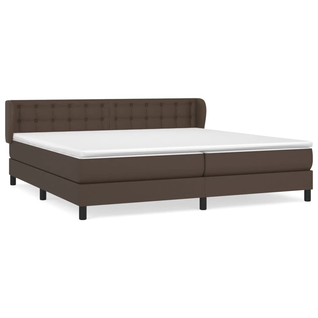 Κρεβάτι Boxspring με Στρώμα Καφέ 200x200 εκ. Συνθετικό Δέρμα