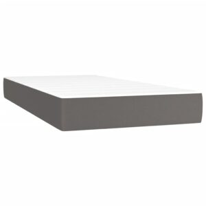 Κρεβάτι Boxspring με Στρώμα Γκρι 200x200 εκ. Συνθετικό Δέρμα