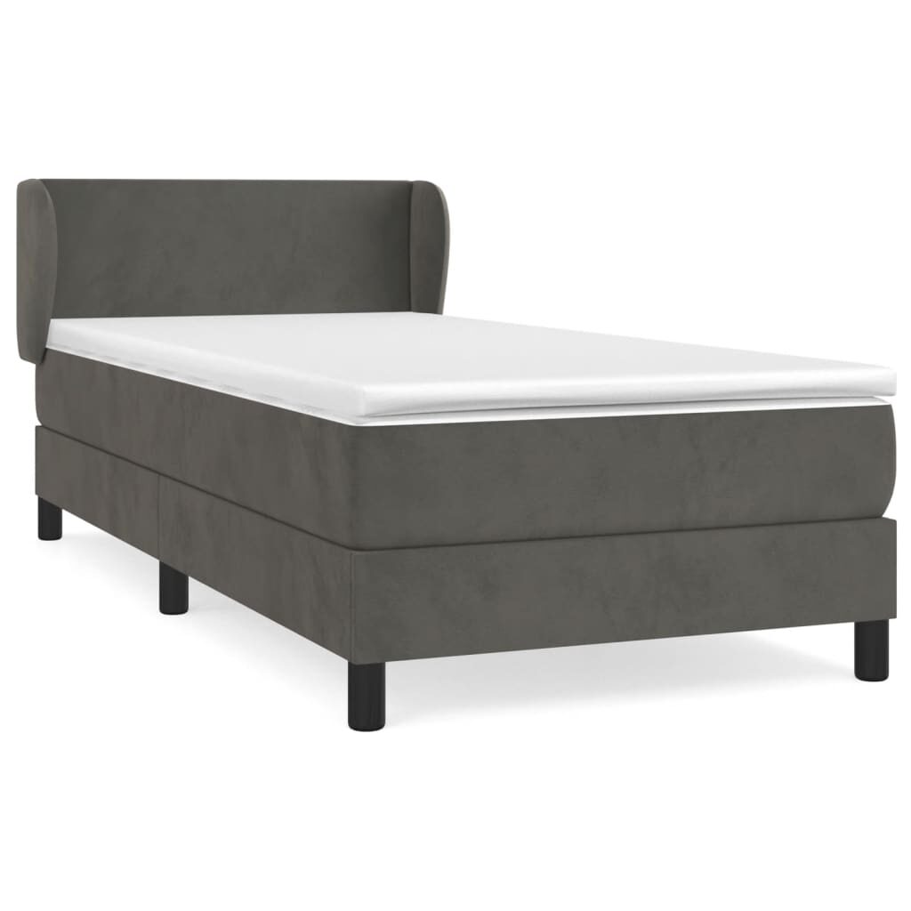 Κρεβάτι Boxspring με Στρώμα Σκούρο Γκρι 90x200 εκ. Βελούδινο