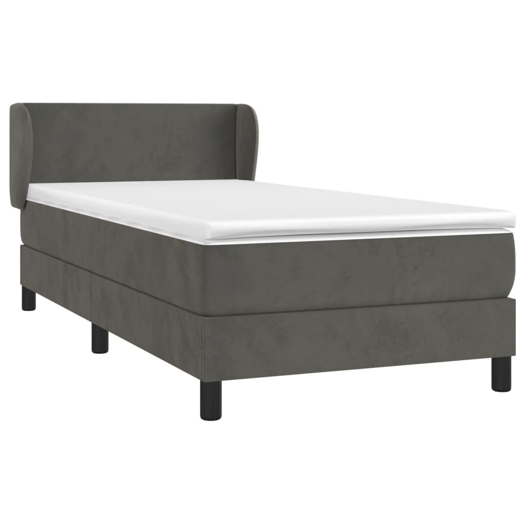 Κρεβάτι Boxspring με Στρώμα Σκούρο Γκρι 90x200 εκ. Βελούδινο