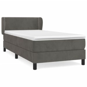 Κρεβάτι Boxspring με Στρώμα Σκούρο Γκρι 90x200 εκ. Βελούδινο