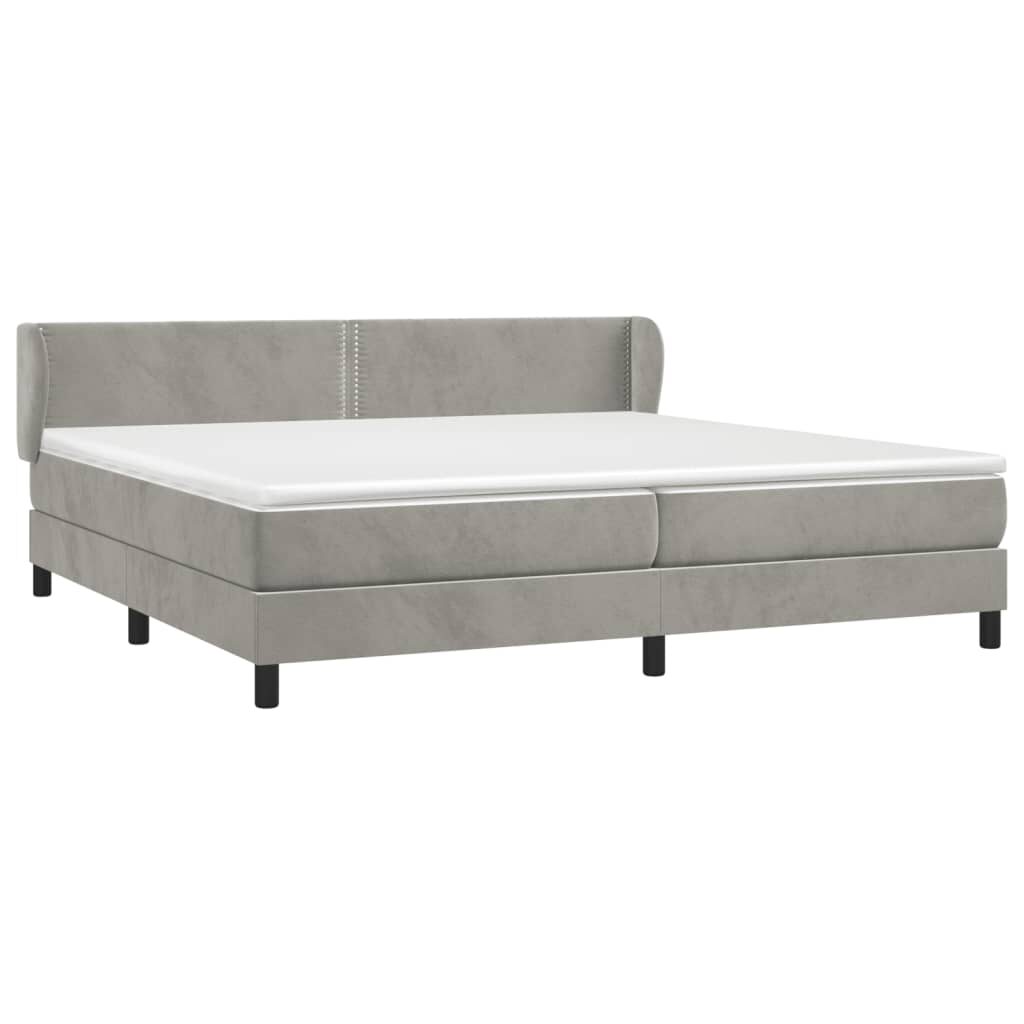 Κρεβάτι Boxspring με Στρώμα Ανοιχτό Γκρι 200x200 εκ. Βελούδινο