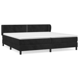 Κρεβάτι Boxspring με Στρώμα Μαύρο 200x200 εκ. Βελούδινο