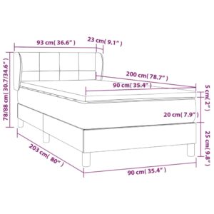 Κρεβάτι Boxspring με Στρώμα Μαύρο 90x200 εκ. Βελούδινο