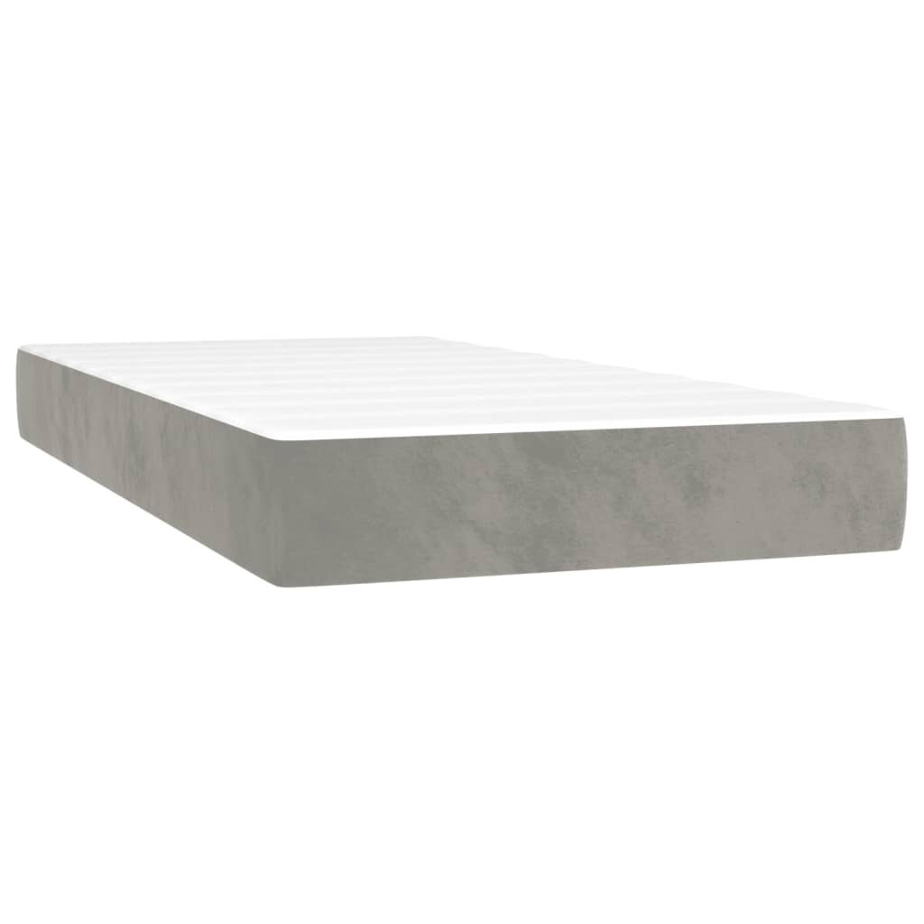 Κρεβάτι Boxspring με Στρώμα Ανοιχτό Γκρι 200x200 εκ. Βελούδινο