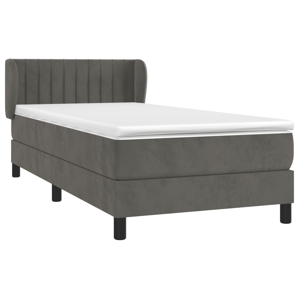 Κρεβάτι Boxspring με Στρώμα Σκούρο Γκρι 80x200 εκ. Βελούδινο