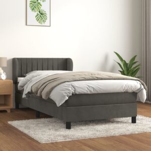 Κρεβάτι Boxspring με Στρώμα Σκούρο Γκρι 80x200 εκ. Βελούδινο