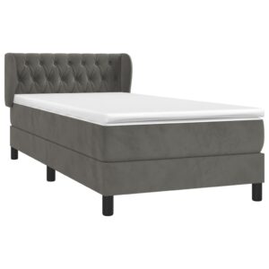 Κρεβάτι Boxspring με Στρώμα Σκούρο Γκρι 90x200 εκ. Βελούδινο