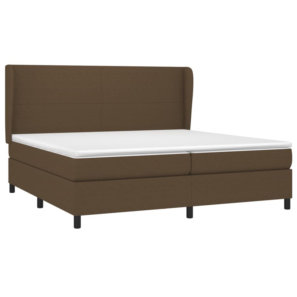 Κρεβάτι Boxspring με Στρώμα Σκούρο Καφέ 200x200 εκ. Υφασμάτινο