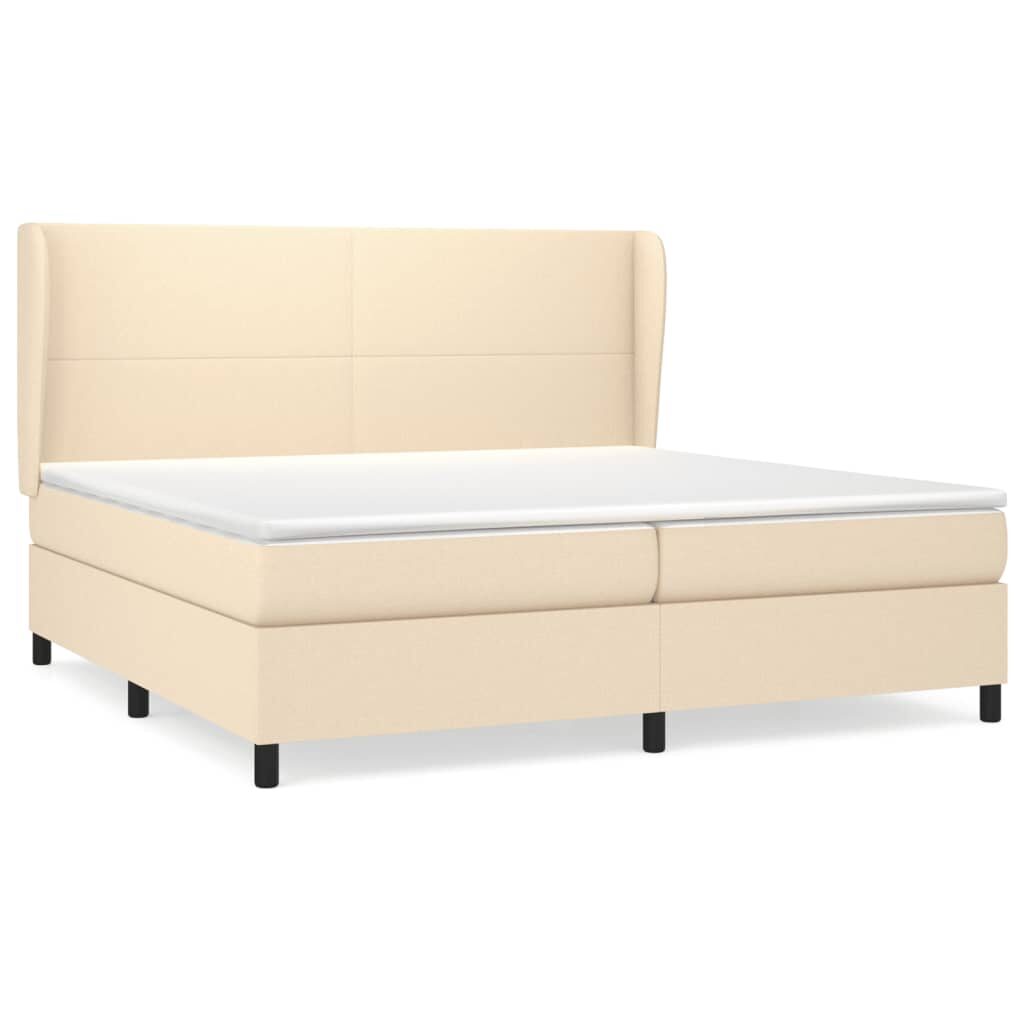 Κρεβάτι Boxspring με Στρώμα Κρεμ 200x200 εκ. Υφασμάτινο